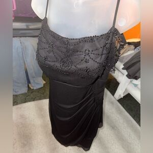 Chic Strapless Black Beaded Dress